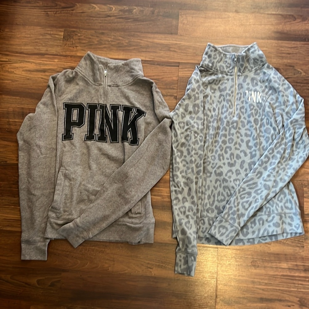 Victoria Secret PINK, 3/4 Zip Pullover, BUNDLE, 2 Zip sweatshirts, small